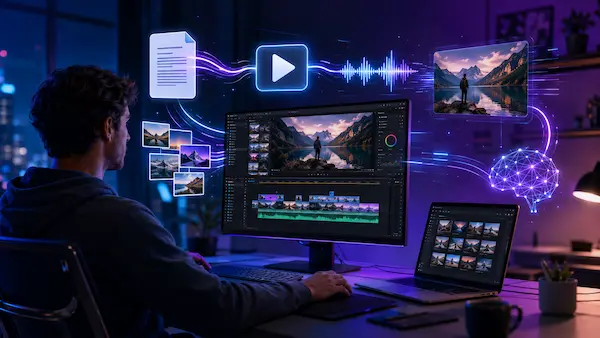 Convierte texto e imágenes en un video